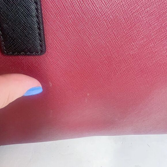 Kate Spade Cameron Street Small Hayden Burgundy Cream Leather Structured Handbag - Picture 9 of 14